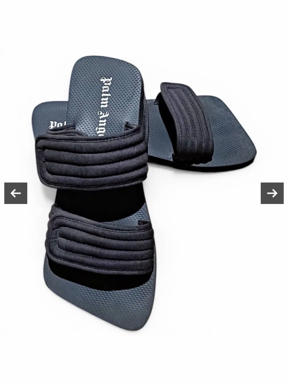 Mens Palm Angels Black Padded Double-Strap Slide Sandals